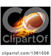 3d Flying And Blazing American Football With A Trail Of Flames On Black