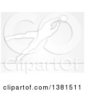 Poster, Art Print Of White Silhouetted Male Soccer Player Goal Keeper In Action Over Gray