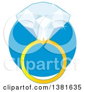 Poster, Art Print Of Diamond Ring With A Gold Band Over A Blue Circle