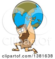 Cartoon Greek God Atlas Carrying Earth