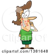 Poster, Art Print Of Cartoon Brunette White Woman Gushing After Getting Kissed All Over Her Face