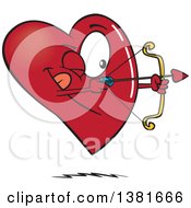 Cartoon Heart Character Shooting An Arrow