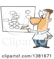 Poster, Art Print Of Cartoon Business White Man Drawing A Chart For Project Management