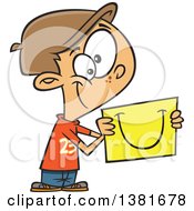 Poster, Art Print Of Cartoon Happy White Boy Sharing A Smile On A Piece Of Paper