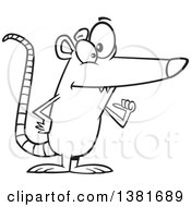 Cartoon Black And White Awesome Possum Pointing To Himself