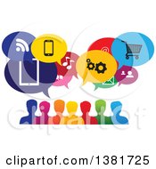 Poster, Art Print Of Colorful Group Of People With Icon Speech Balloons