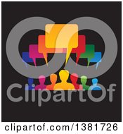 Poster, Art Print Of Colorful Group Of People With Speech Balloons Over Black