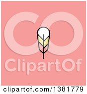 Clipart Of A Flat Design White Yellow And Pink Feather Plume On Pink Royalty Free Vector Illustration by elena