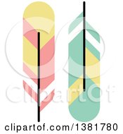 Clipart Of Flat Design Colorful Feather Plumes Royalty Free Vector Illustration