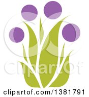 Clipart Of A Flat Design Purple Allium Flowering Plant Royalty Free Vector Illustration
