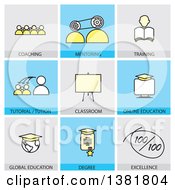 Clipart Of Teaching Icons With Text Royalty Free Vector Illustration