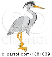 Cartoon Grey Heron Bird