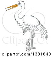 Cartoon White Egret Bird
