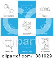 Clipart Of Social Networking Icons With Text Royalty Free Vector Illustration
