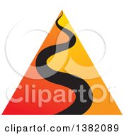 Poster, Art Print Of Gradient Orange Pyramid With Black Wavy Line
