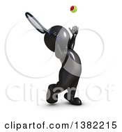 Clipart Of A 3d Black Man Playing Tennis On A White Background Royalty Free Illustration by KJ Pargeter