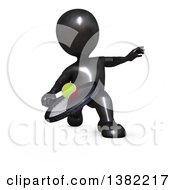 Clipart Of A 3d Black Man Playing Tennis On A White Background Royalty Free Illustration by KJ Pargeter