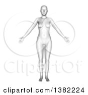 Clipart Of A 3d Grayscale Anatomical Woman On White Royalty Free Illustration