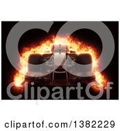 Poster, Art Print Of 3d Race Car With A Fiery Effect On Black