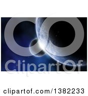 Clipart Of A Background Of 3d Fictional Planets And Nebula Lined Up Royalty Free Illustration