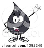 Clipart Of A Cartoon Oil Drop Mascot Waving Royalty Free Vector Illustration