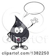 Cartoon Oil Drop Mascot Talking And Waving