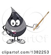 Cartoon Oil Drop Mascot Holding A Pointer Stick