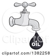 Clipart Of A Cartoon Oil Drop With Text Leaking From A Faucet Royalty Free Vector Illustration by Hit Toon