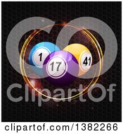 Poster, Art Print Of 3d Colorful Bingo Or Lottery Balls Over A Metallic Honeycomb Texture With Flares