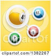 Poster, Art Print Of 3d Colorful Bingo Or Lottery Balls Connected In A Network Over Yellow