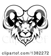 Black And White Ram Head Mascot
