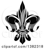 Clipart Of A Black And White Fleur De Lis Royalty Free Vector Illustration