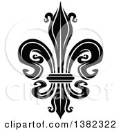 Clipart Of A Black And White Fleur De Lis Royalty Free Vector Illustration