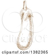 Clipart Of A Brown Sketched Eggplant Royalty Free Vector Illustration