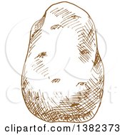 Clipart Of A Brown Sketched Potato Royalty Free Vector Illustration