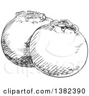 Clipart Of Black And White Sketched Blueberries Royalty Free Vector Illustration by Vector Tradition SM