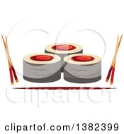 Poster, Art Print Of Sushi Rolls With Chopsticks