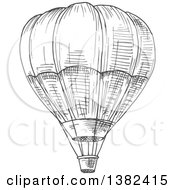 Clipart Of A Gray Sketched Hot Air Balloon Royalty Free Vector Illustration