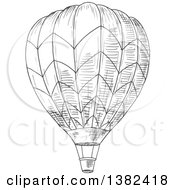 Clipart Of A Gray Sketched Hot Air Balloon Royalty Free Vector Illustration