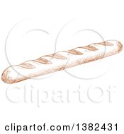 Clipart Of A Brown Sketched Baguette Royalty Free Vector Illustration