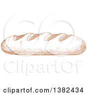 Clipart Of A Brown Sketched French Bread Royalty Free Vector Illustration