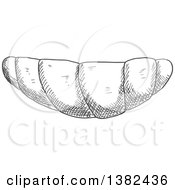 Clipart Of A Gray Sketched Croissant Royalty Free Vector Illustration