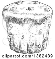 Clipart Of A Gray Sketched Cupcake Royalty Free Vector Illustration