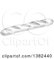 Clipart Of A Gray Sketched Baguette Royalty Free Vector Illustration
