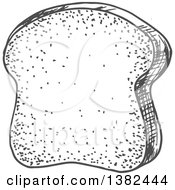 Clipart Of A Gray Sketched Slice Of Toast Royalty Free Vector Illustration