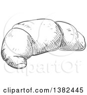 Clipart Of A Gray Sketched Croissant Royalty Free Vector Illustration by Vector Tradition SM