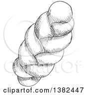 Clipart Of A Gray Sketched Braided Bread Royalty Free Vector Illustration