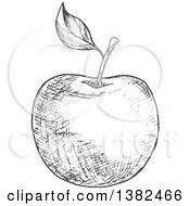 Poster, Art Print Of Gray Sketched Apple