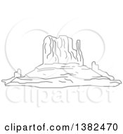 Clipart Of A Gray Sketch Of The Mittens Rock Formations In Monument Valley Royalty Free Vector Illustration