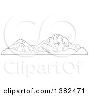 Clipart Of A Gray Sketch Of The Rocky Mountains Royalty Free Vector Illustration